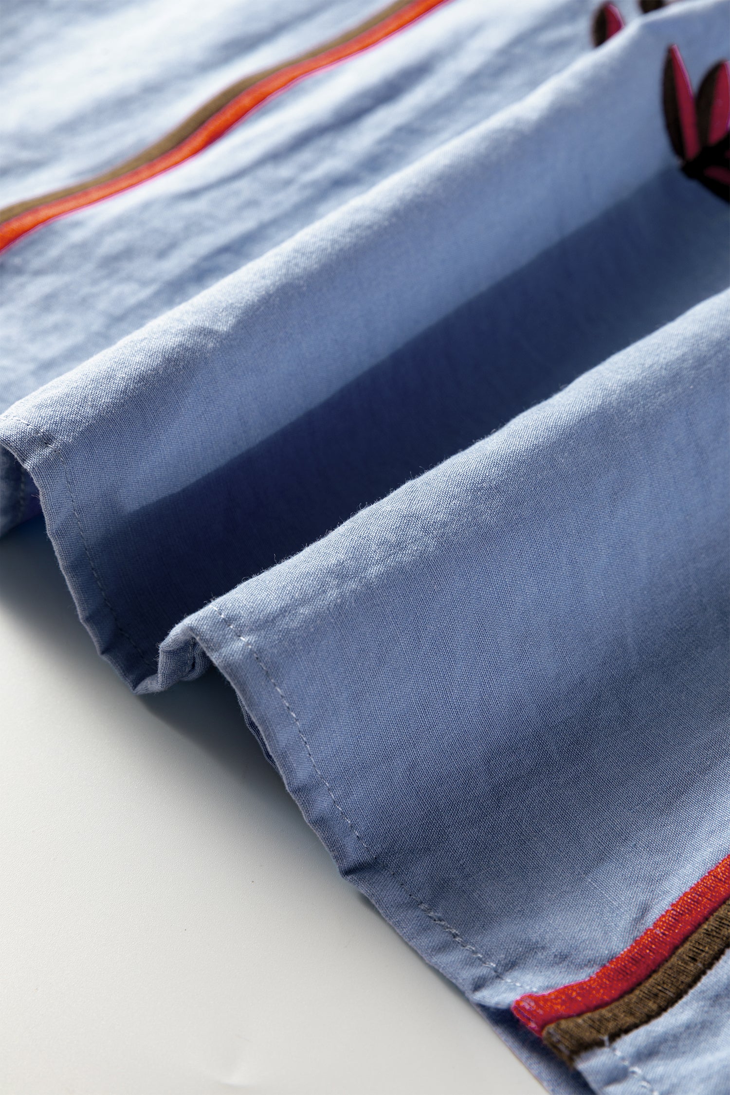 Real Teal Floral Embroidered Split Neck Tassel Tie Puff Sleeve Blouse 🇺🇸