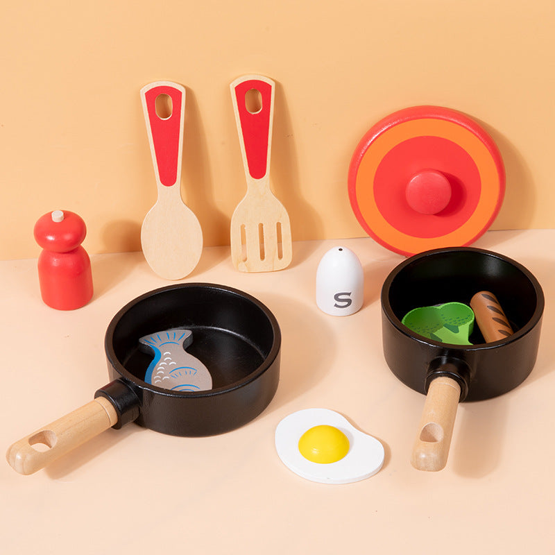 Children's wooden simulation home cooking kitchen with joy utensils wooden toys 🇨🇳