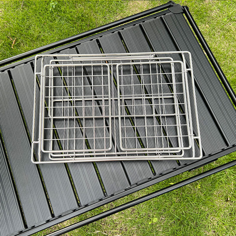 Stainless Steel Folding Basket: Drain & Wash, Ideal Camping Table Accessory 🇨🇳