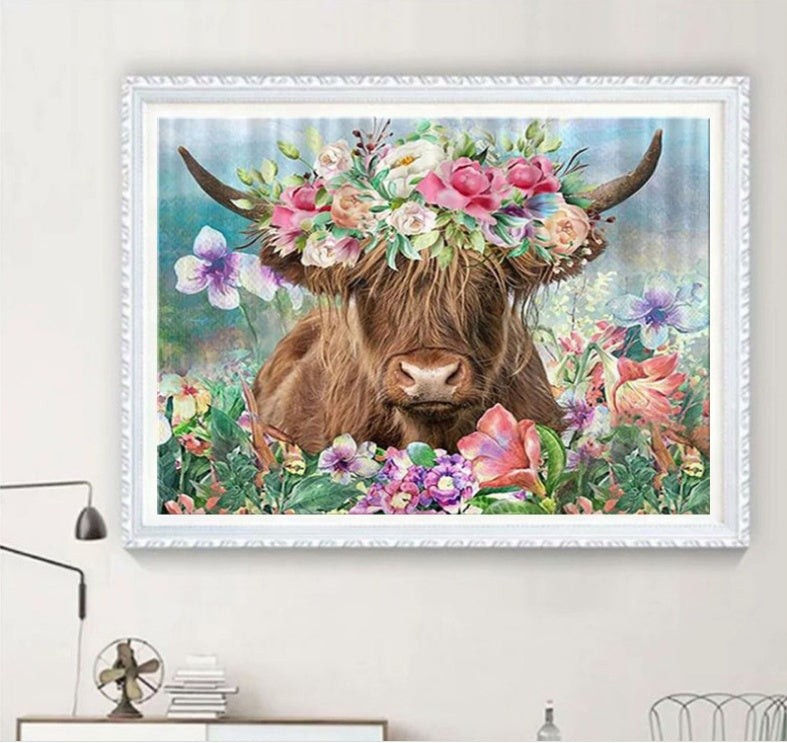 New Diamond Painting Cow And Flower 5d Diamond Painting Cow Living Room Decorative Painting 🇨🇳