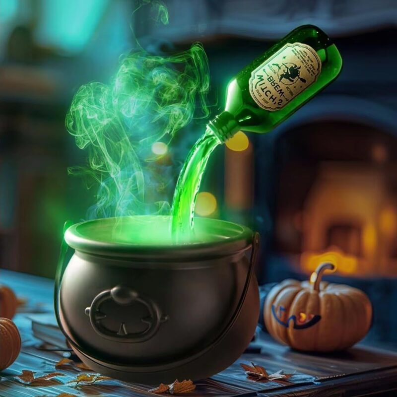 Halloween Spooky Witch Decor: Witch Cauldron, Floating Bottle Fog Machine & Skull LED Light 🇨🇳