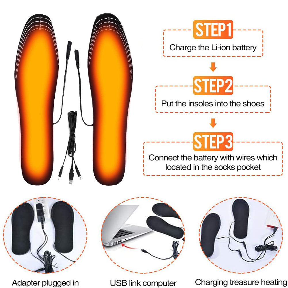 USB Heated Shoes Insoles Can Be Cut Winter Warm Heating Insoles Pad Feet For Boots Sneaker Shoes 🇨🇳