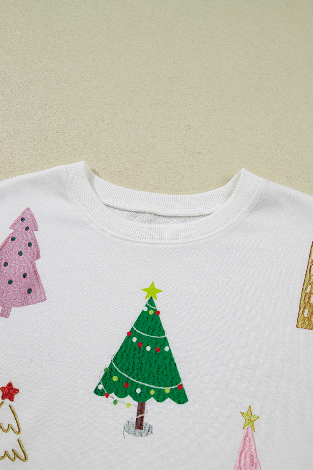 White Stripe Multi Christmas Tree Long Sleeve Top and Shorts 2pcs Lounge Set 🇺🇸