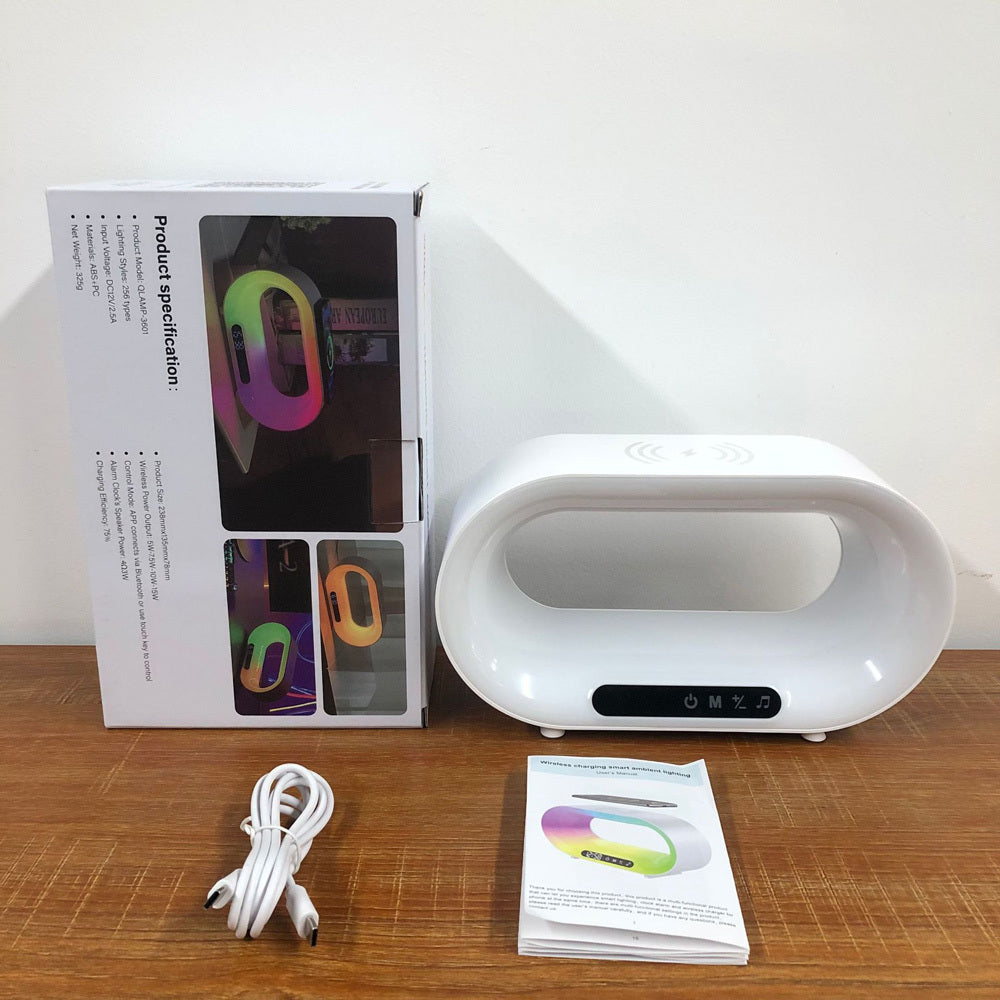 Multi-function 3 In 1 LED Night Light APP Control RGB Atmosphere Desk Lamp Smart Multifunctional Wireless Charger Alarm Clock 🇨🇳