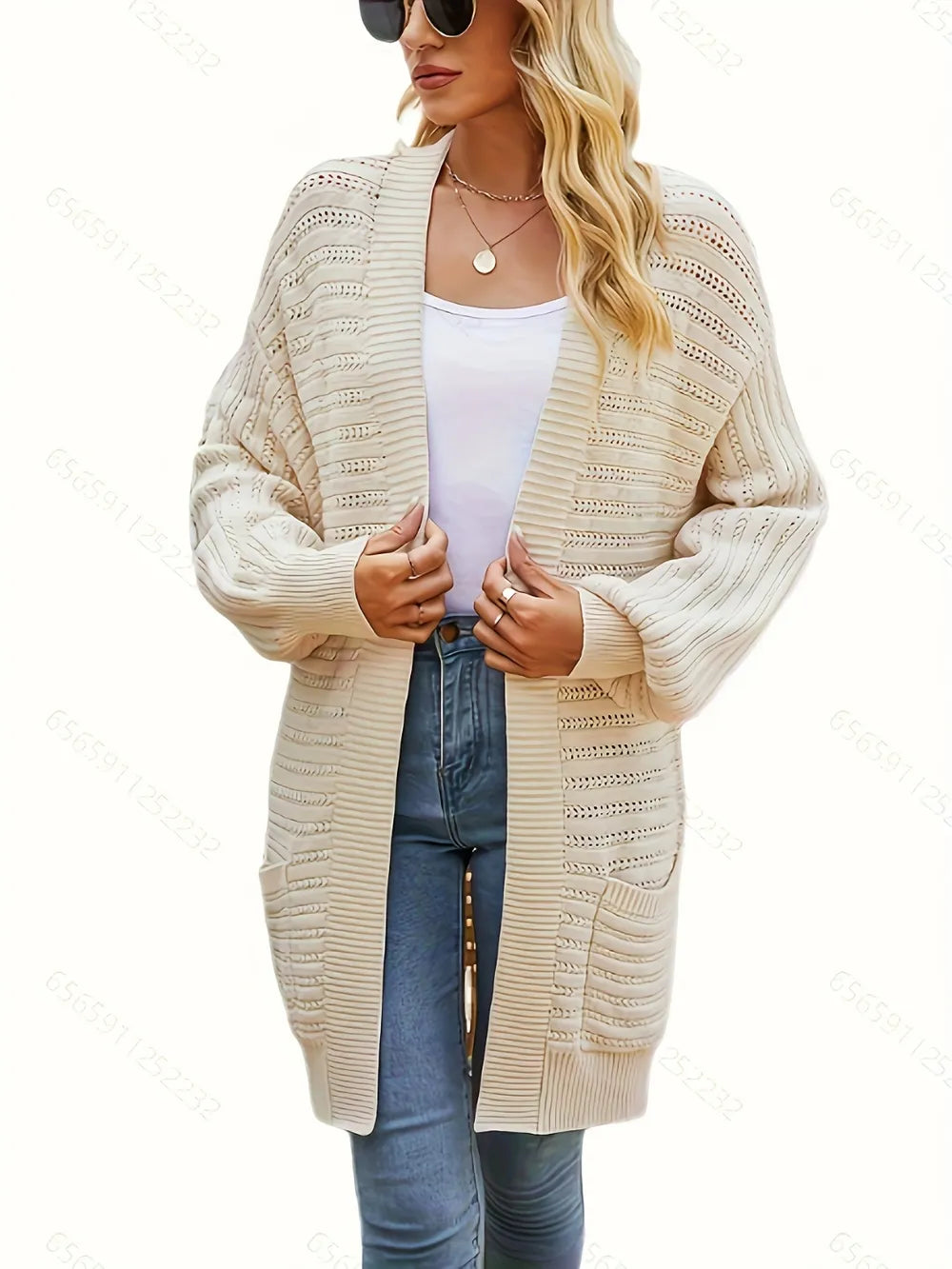 Open Front Sweater Cardigan with Pockets 🇨🇳