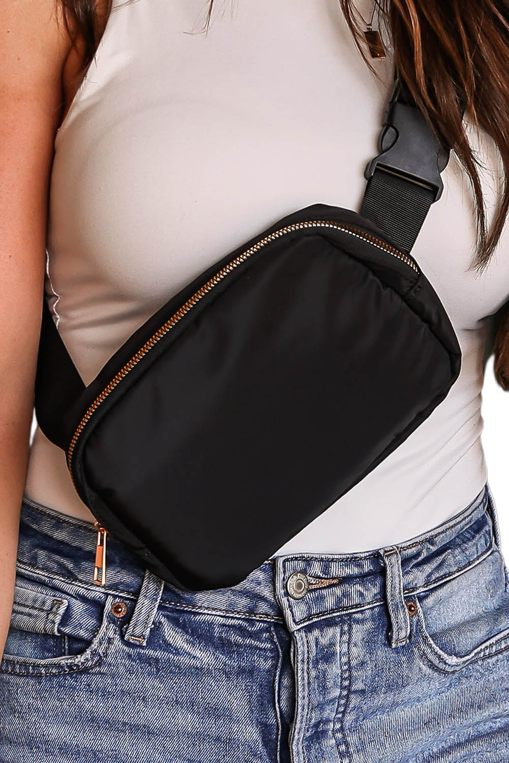 Black Waterproof Zipped Crossbody Chest Bag 20*5*14cm 🇺🇸