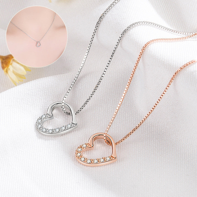 S925 Sterling Silver Love Heart Pendant Necklace For Women Fashion Jewelry Ladies Gold Color Clavicle Chain High Quality Jewelry Gifts 🇨🇳