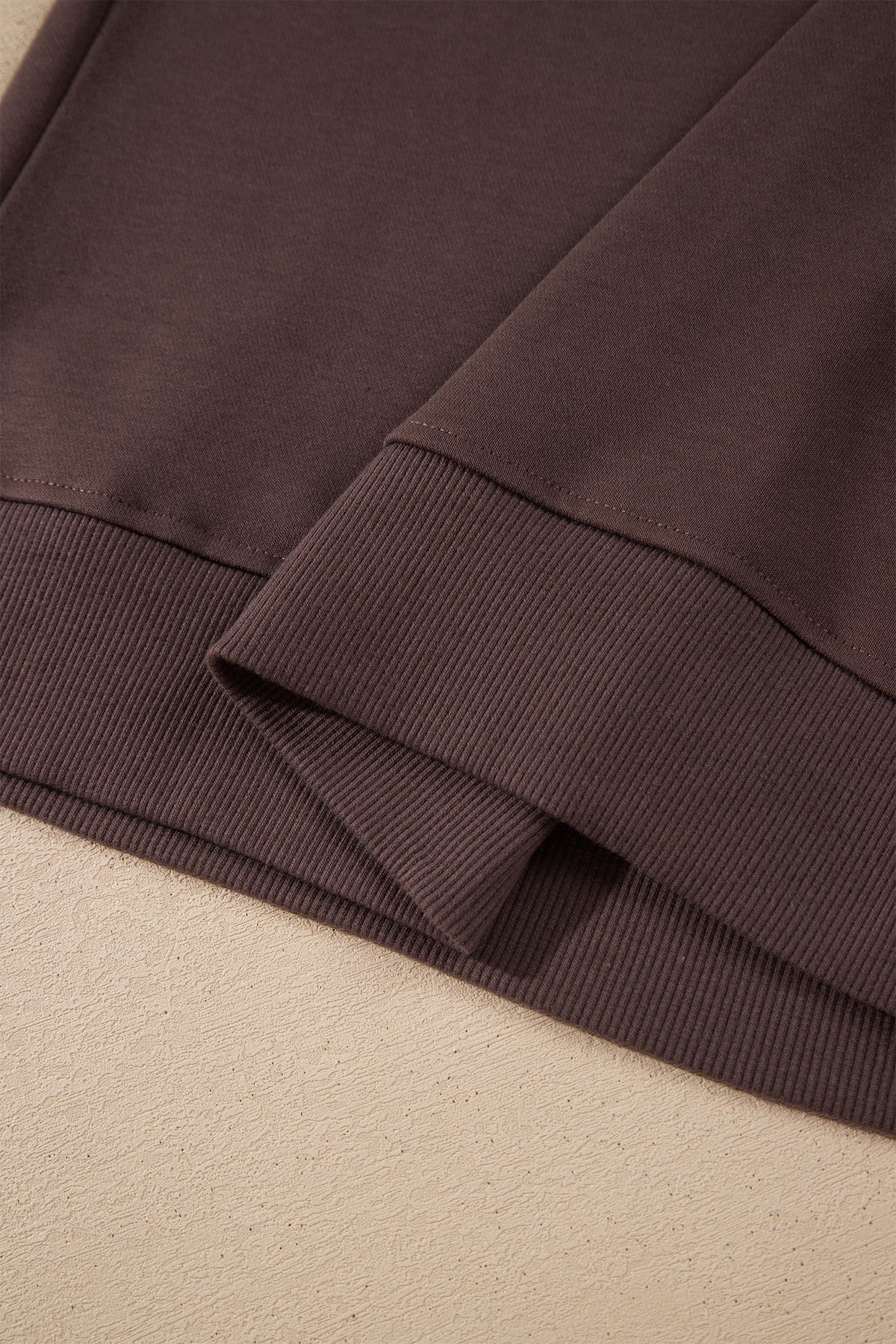 Coffee Solid Color Piping Trim Mock Neck Pullover Drawstring Pants Set 🇺🇸