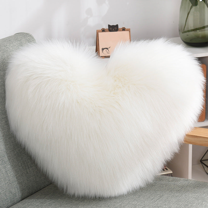 Throw Pillows Heart Shape Long Plush Fluffy Shaggy Cushion Cover 🇨🇳