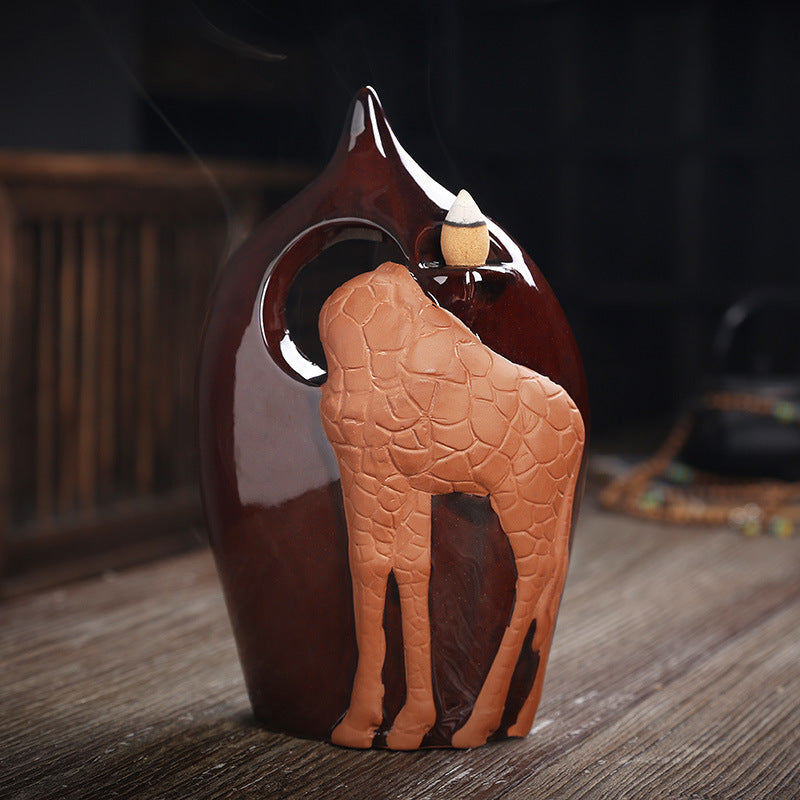 Ceramic Backflow Giraffe Drink Water All The Way Peace Censer Aromatherapy 🇨🇳