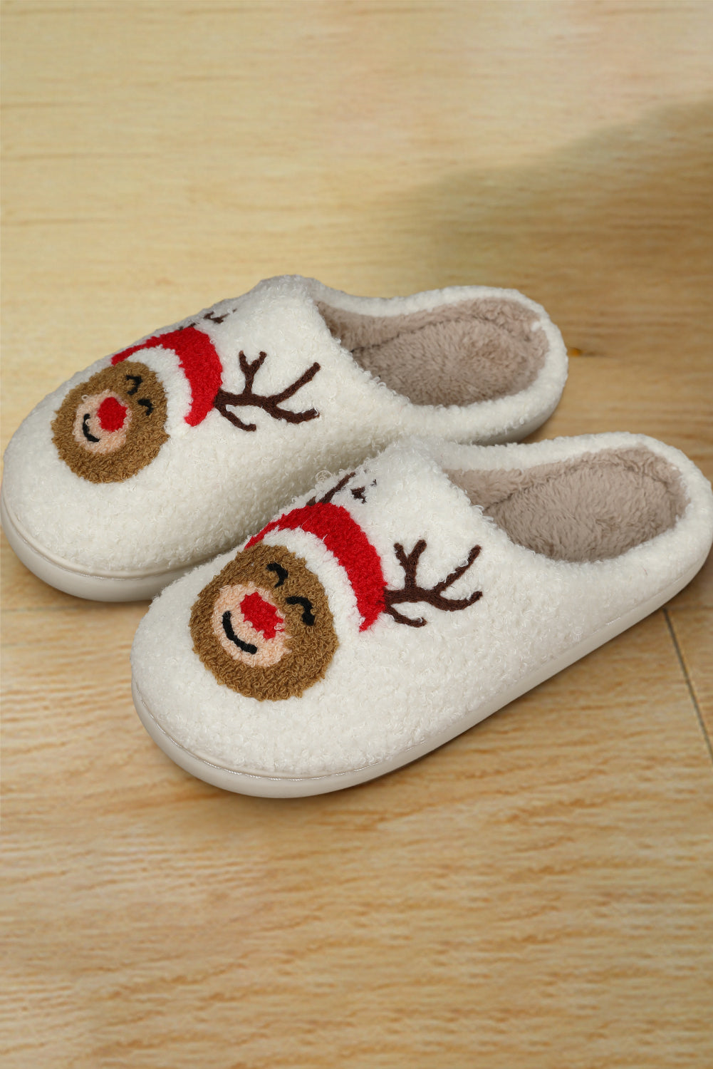 White Christmas Deer Home Indoor Plush Slippers 🇺🇸