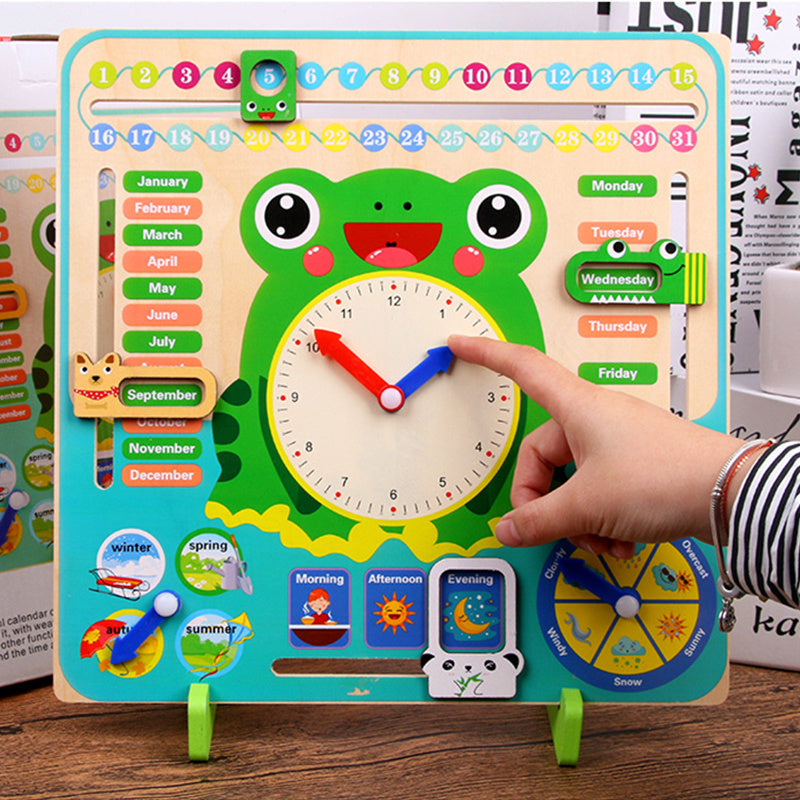 Montessori Wooden Toys Baby Weather Season Calendar Clock Time Cognition Preschool Educational Teaching Aids Toys For Children 🇨🇳