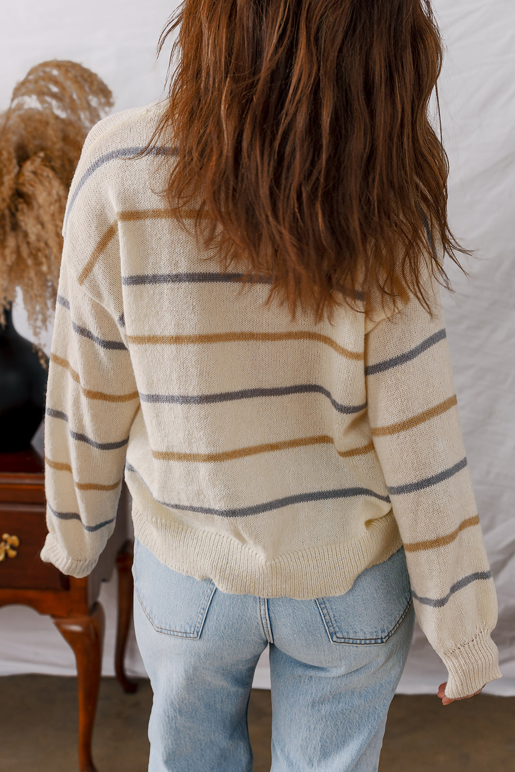Multicolour Striped Drop Shoulder Plus Sweater 🇺🇸