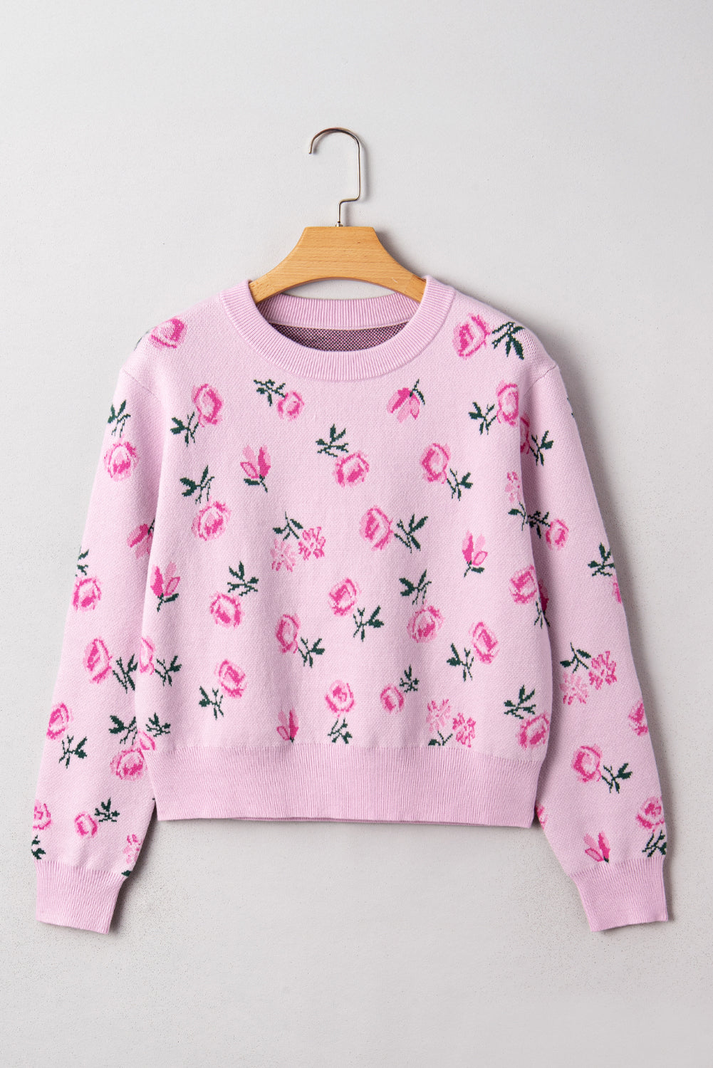 Delicacy Sweet Floral Print Drop Shoulder Cropped Sweater 🇺🇸