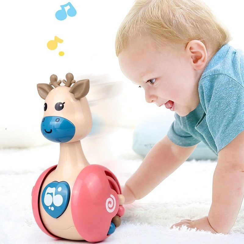 Sliding Deer Baby Tumbler Rattle 3 In 1 Sliding Tumbler Toy Baby Rattle Montessori Bath Toy For W Built-in Ring Bear Roly-Poly Early Learning Christmas Tumbler 🇨🇳