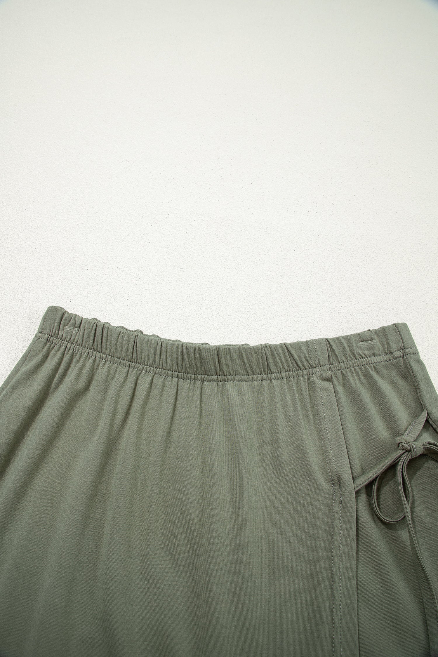 Laurel Green Solid Color Oversize Tee Tie Wrap Mini Skort 2pcs Set 🇺🇸