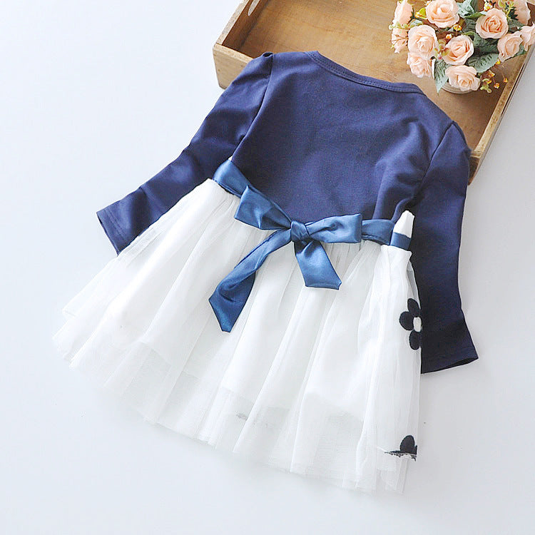 Flower bow long sleeve dress 🇨🇳