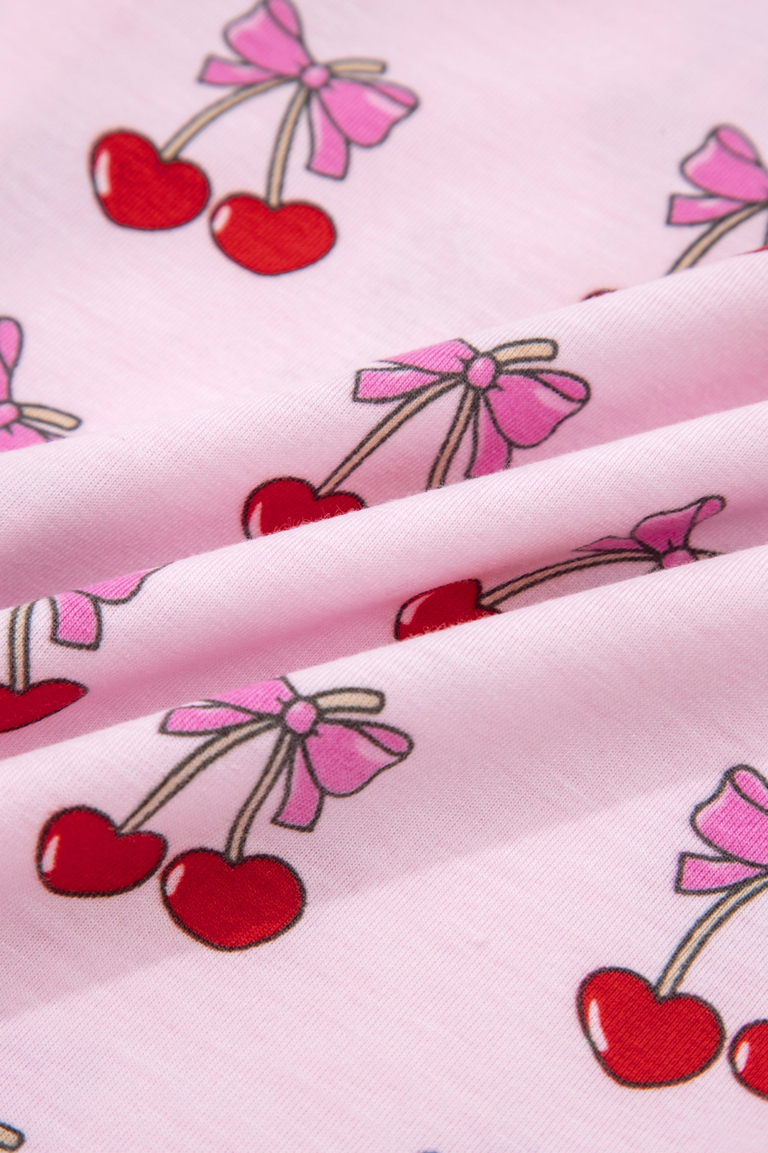 Pink Cherry/Bow Print Short Pajama Set 🇺🇸