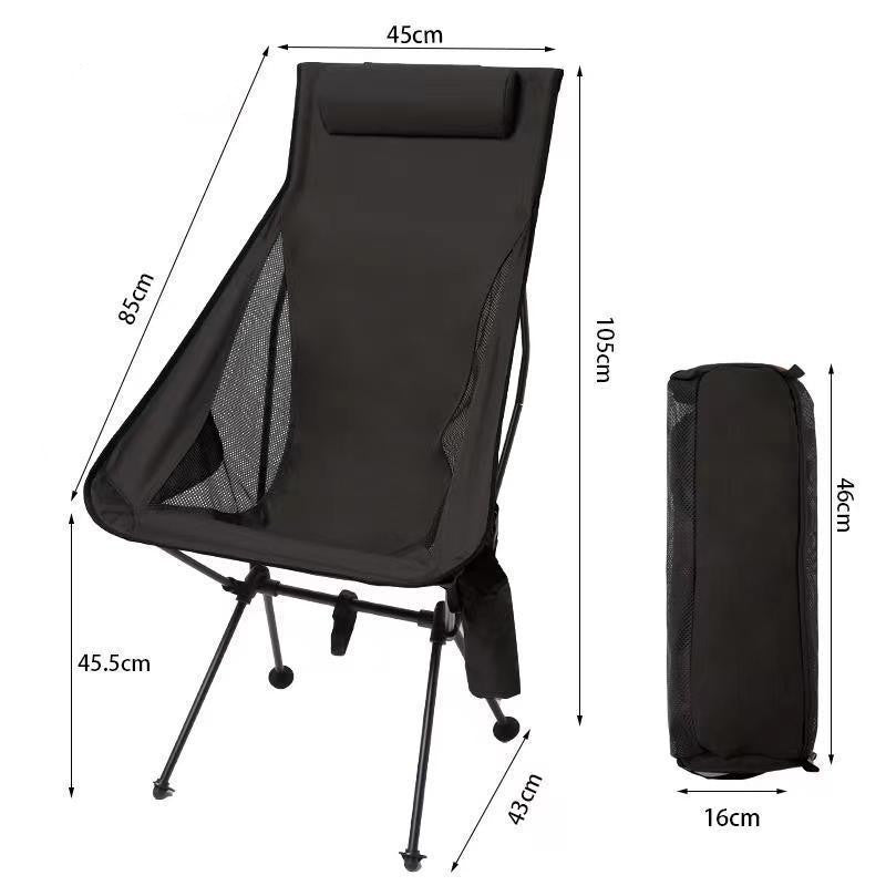 Folding camping chair with headrest. Lightweight, aluminum alloy, for travel and fishing. 🇨🇳