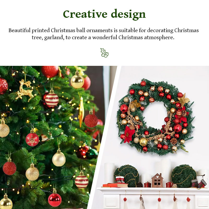 50 pcs/box: 2025 Gold Red Hanging Christmas Tree Ball Ornaments 🇨🇳