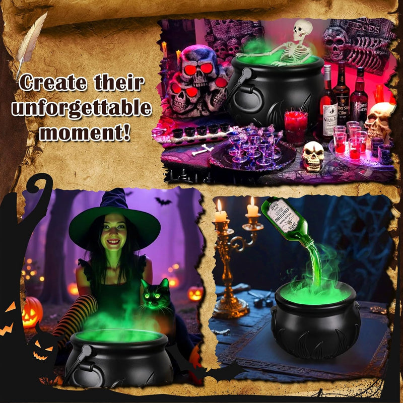 Halloween Spooky Witch Decor: Witch Cauldron, Floating Bottle Fog Machine & Skull LED Light 🇨🇳