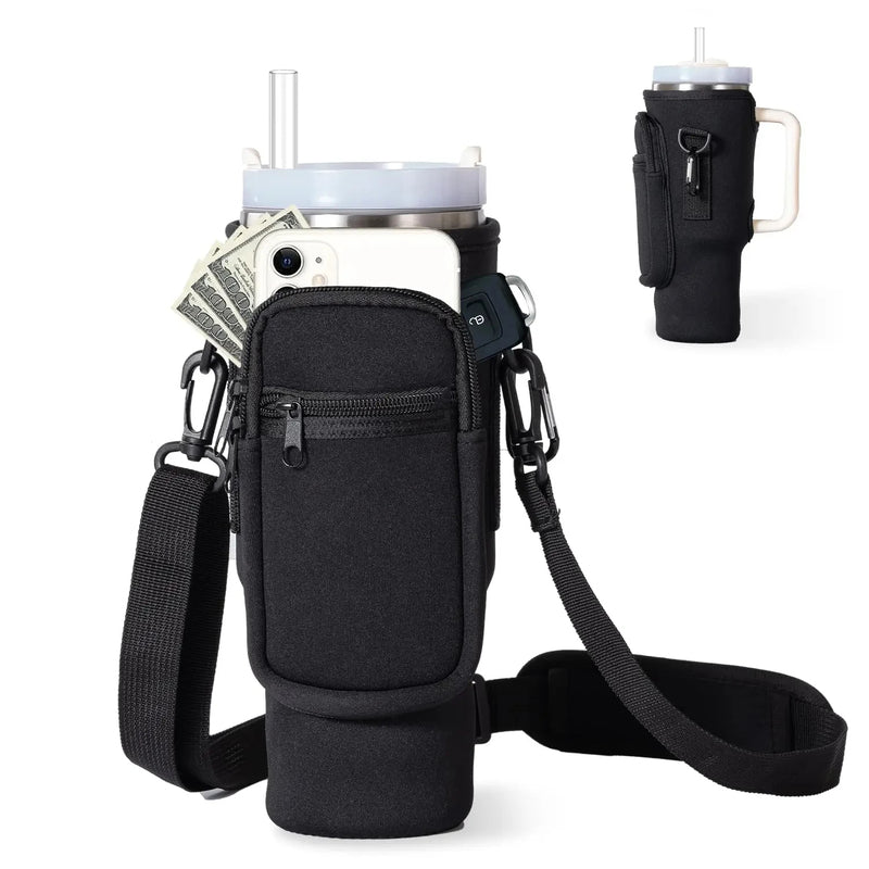 Water Bottle Carrier Bag with Phone Pocket for Stanley 40oz Tumbler with Handle Neoprene Water Bottle Holder Pouch 🇨🇳