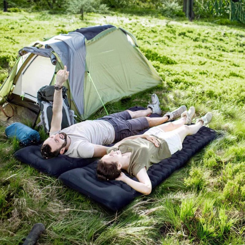 Outdoor double inflatable sleeping pad – with built-in pillow & pump, for camping, backpacking, hiking 🇨🇳