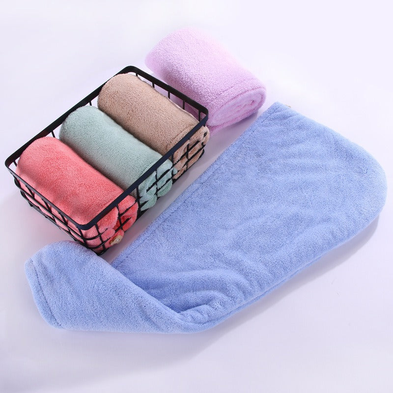 Super absorbent double-layer thickened coral velvet quick drying hair towel, shower cap, and headband towel