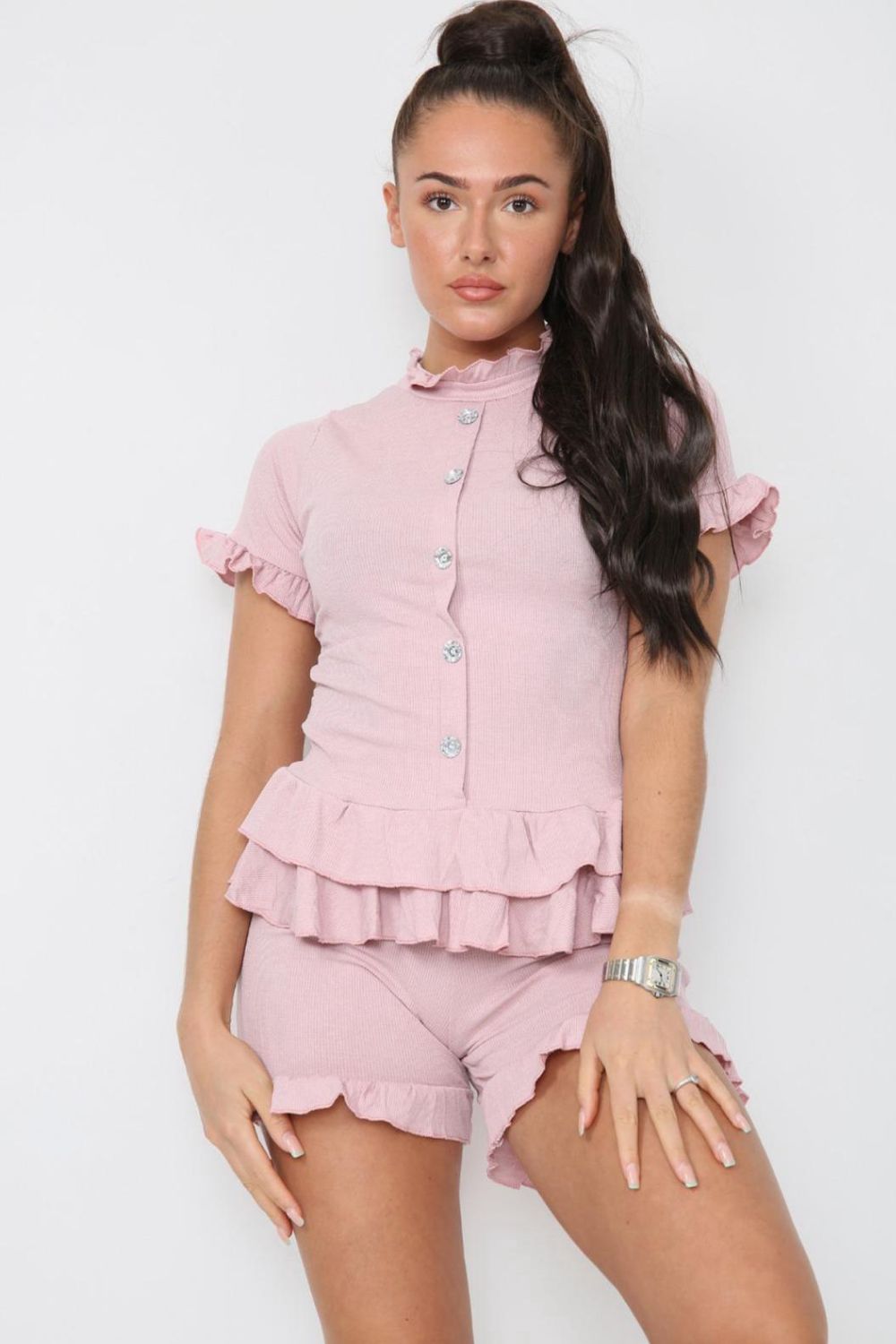 Diamond Frilled Edge Short Co-Ord Set 🇬🇧