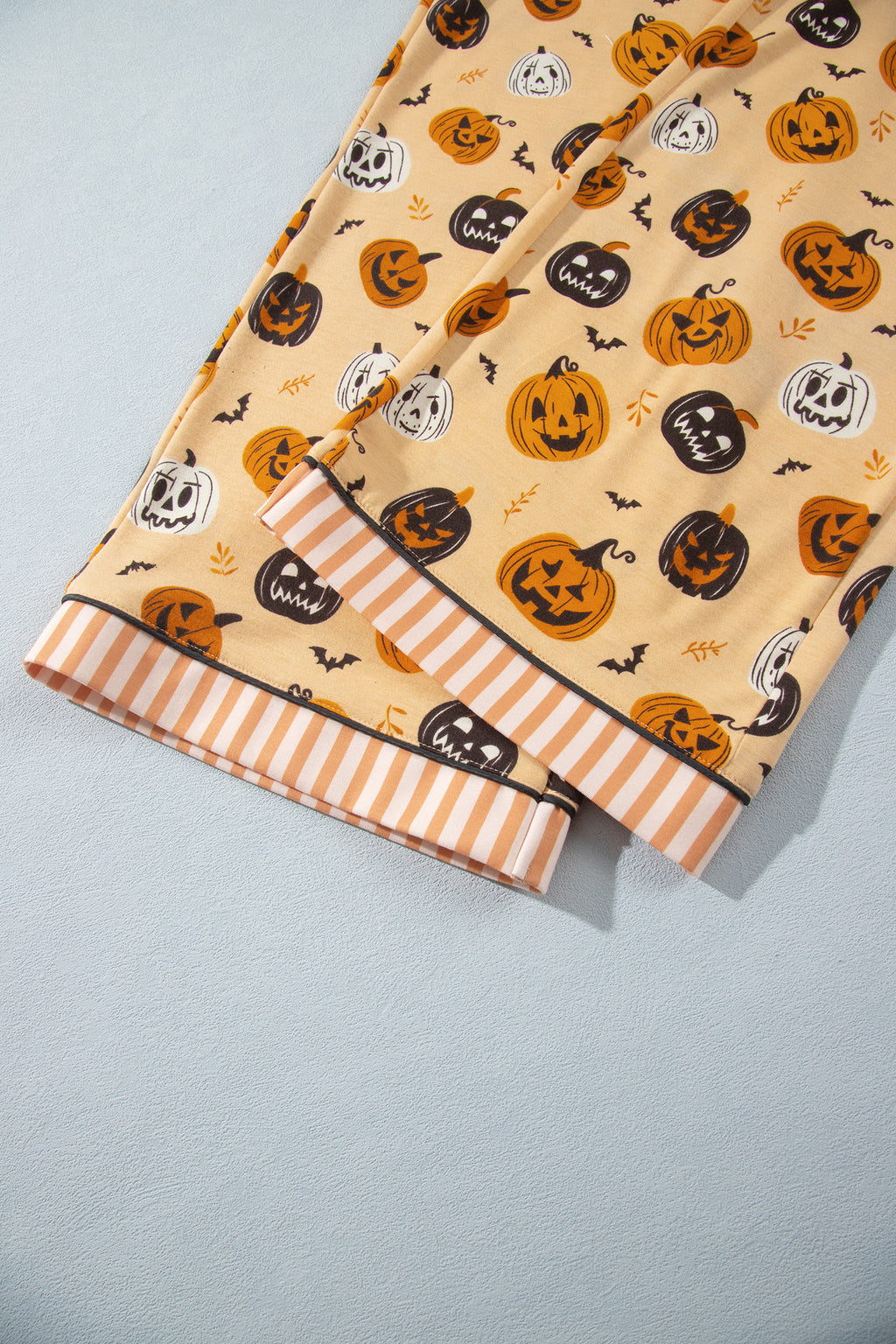 Orange Halloween Pumpkin Print Two Piece Long Sleeve Lounge Set 🇺🇸