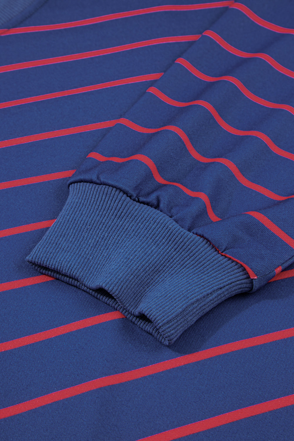 Blue Stripe Stylish Overlap Detail Drop Shoulder Pullover Sweatshirt 🇺🇸