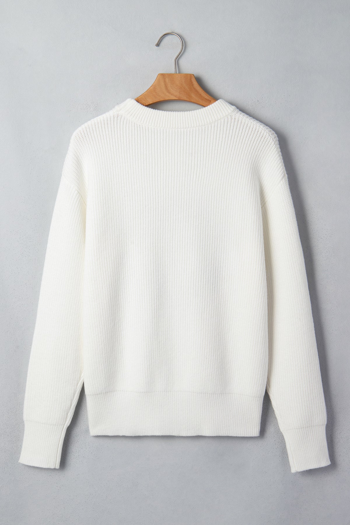 White Christmas Wreath Pattern Round Neck Casual Sweater 🇺🇸