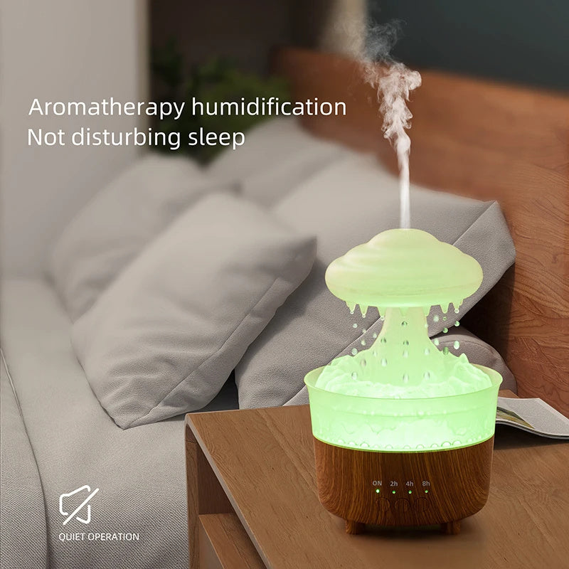 Rain Cloud Night Light Humidifier With Raining Water Drop Sound And 7 Color Led Light Essential Oil Diffuser Aromatherapy 🇨🇳