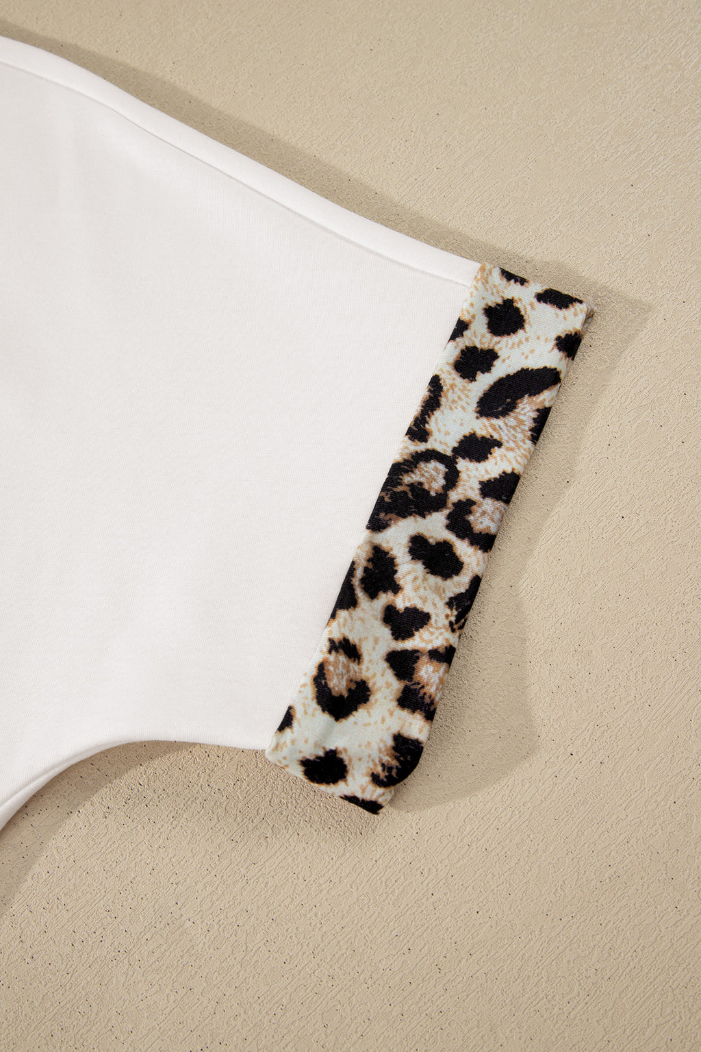 White Contrast Leopard Bow Patched Short Sleeve T Shirt Long Dress 🇺🇸