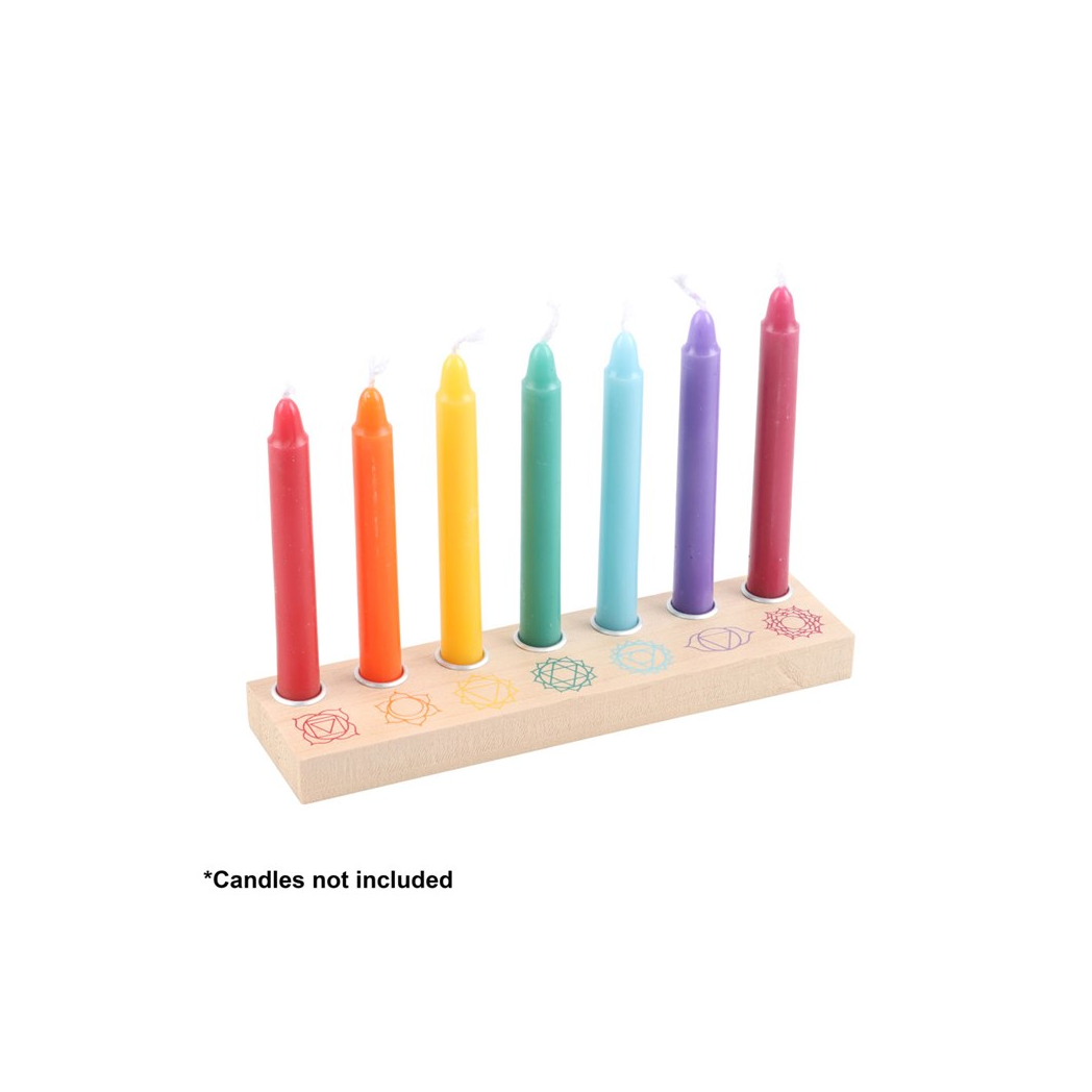 Seven Chakras Wooden Energy Candle Holder 🇬🇧