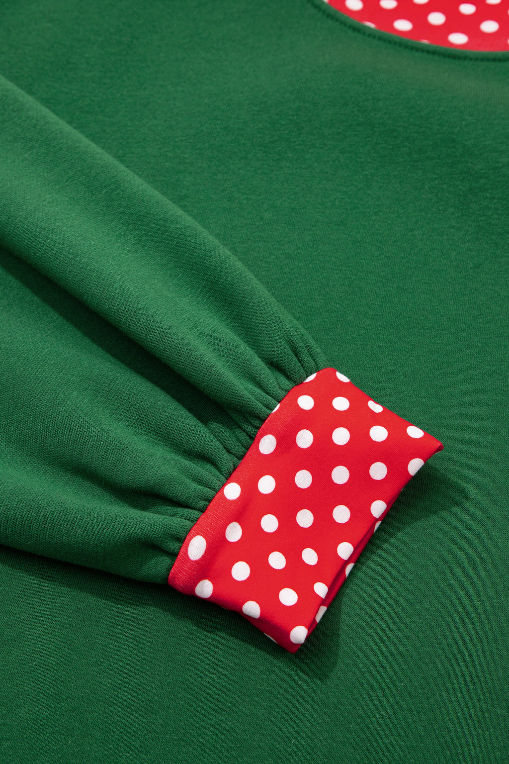 Red Polka Dot Patchwork Round Neck Plus Size Sweatshirt 🇺🇸