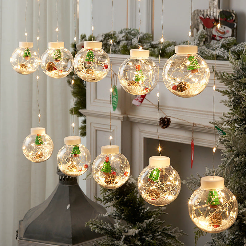 10PCS LED Christmas Curtain Lamp Fairy Snowman Wishing Ball Lamp String Christmas Window Decoration Christmas Light Room 🇨🇳