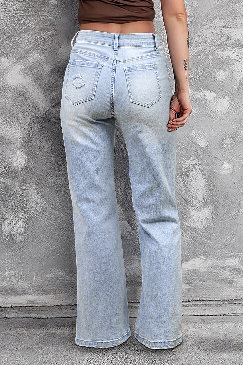 Beau Blue Vintage Light Wash Distressed Flare Jeans 🇨🇳