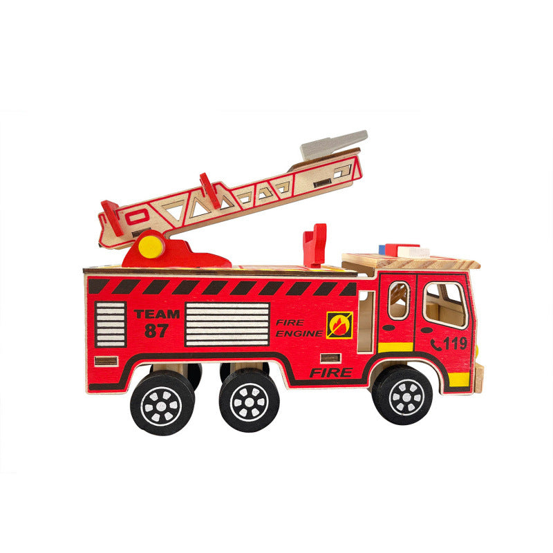 Colorful Wooden Fire Truck Fire Truck Children's Model Toy 🇨🇳
