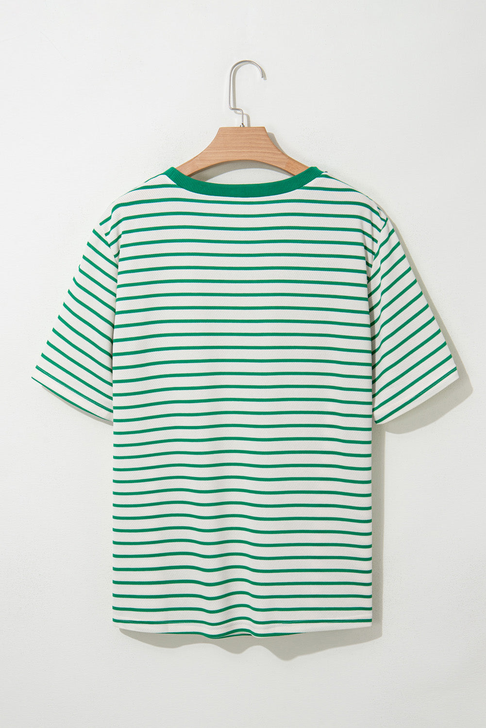Green Stripe Plus Size Round Neck T Shirt 🇨🇳