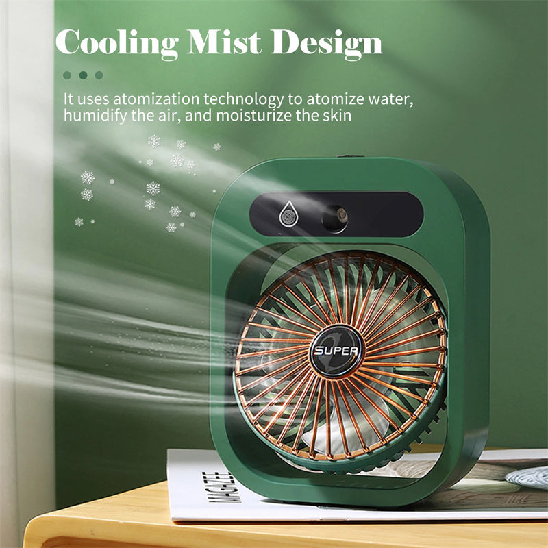 Air Conditioning Fan Desk Misting Fan Air Cooler Cooling USB Rechargeable Humidifier Portable Spray Fan With 3 Wind Speeds Mist Fan For Home 🇨🇳