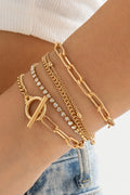 Gold Multi Layered Rhinestone Plated Chain Bracelet Set 🇺🇸