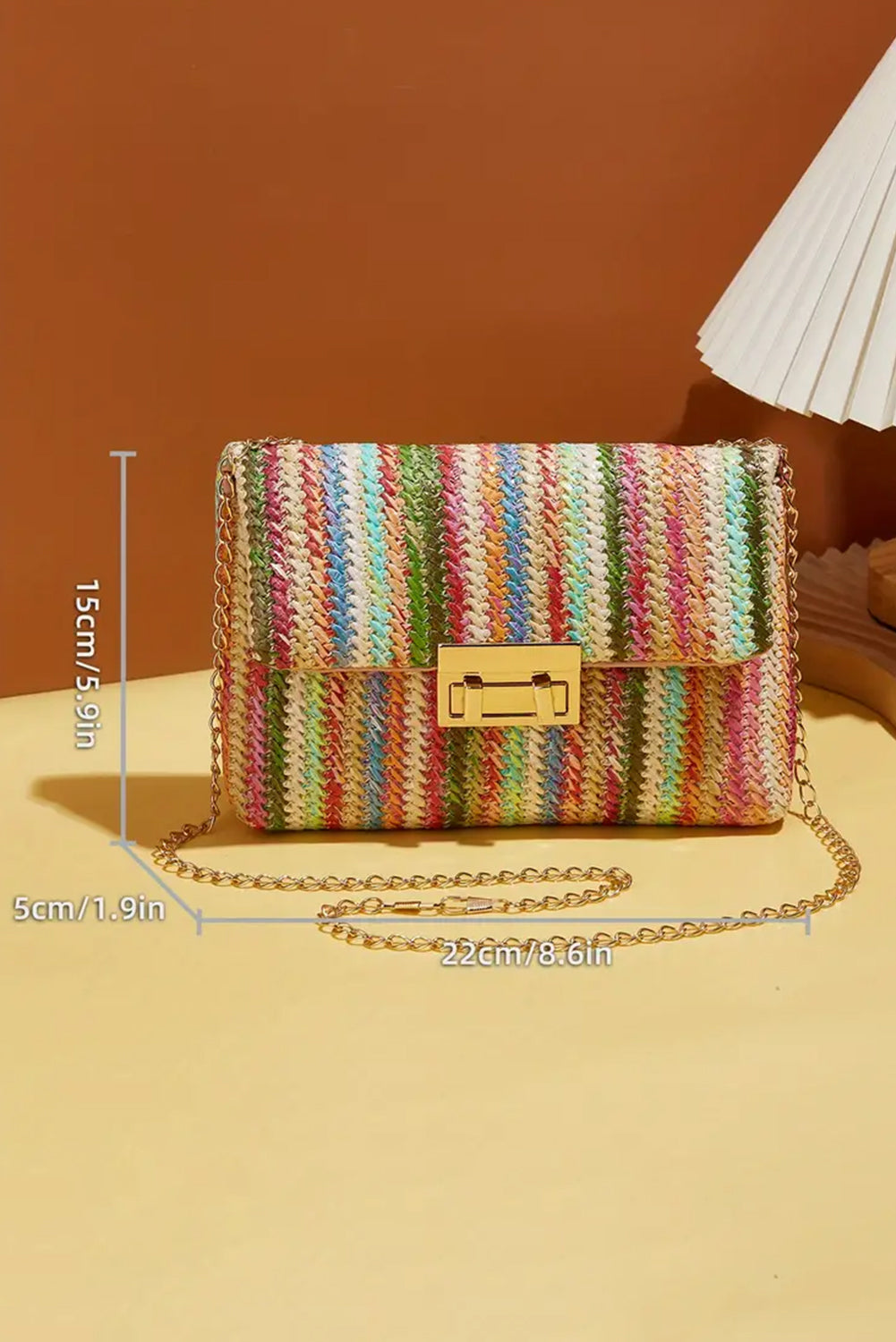 Strawberry Pink Bohemian Woven Gold Chain Shoulder Bag 🇨🇳