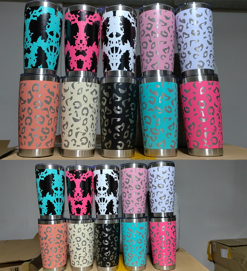 Laser Leopard Print Stainless Steel Insulated Mug 🇨🇳