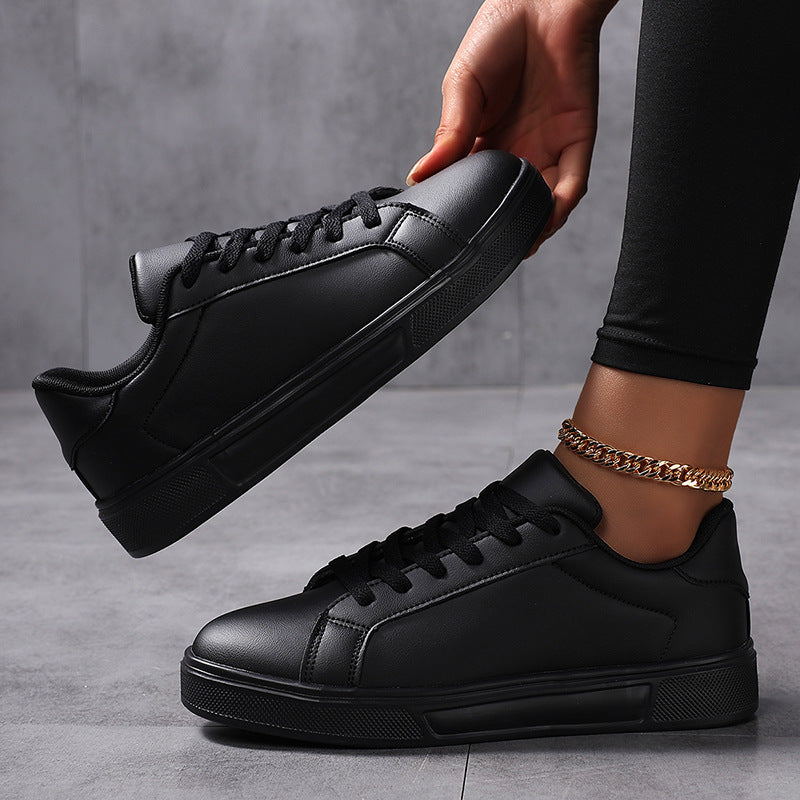 Flat Bottom Comfort Board Leather Casual Sneakers