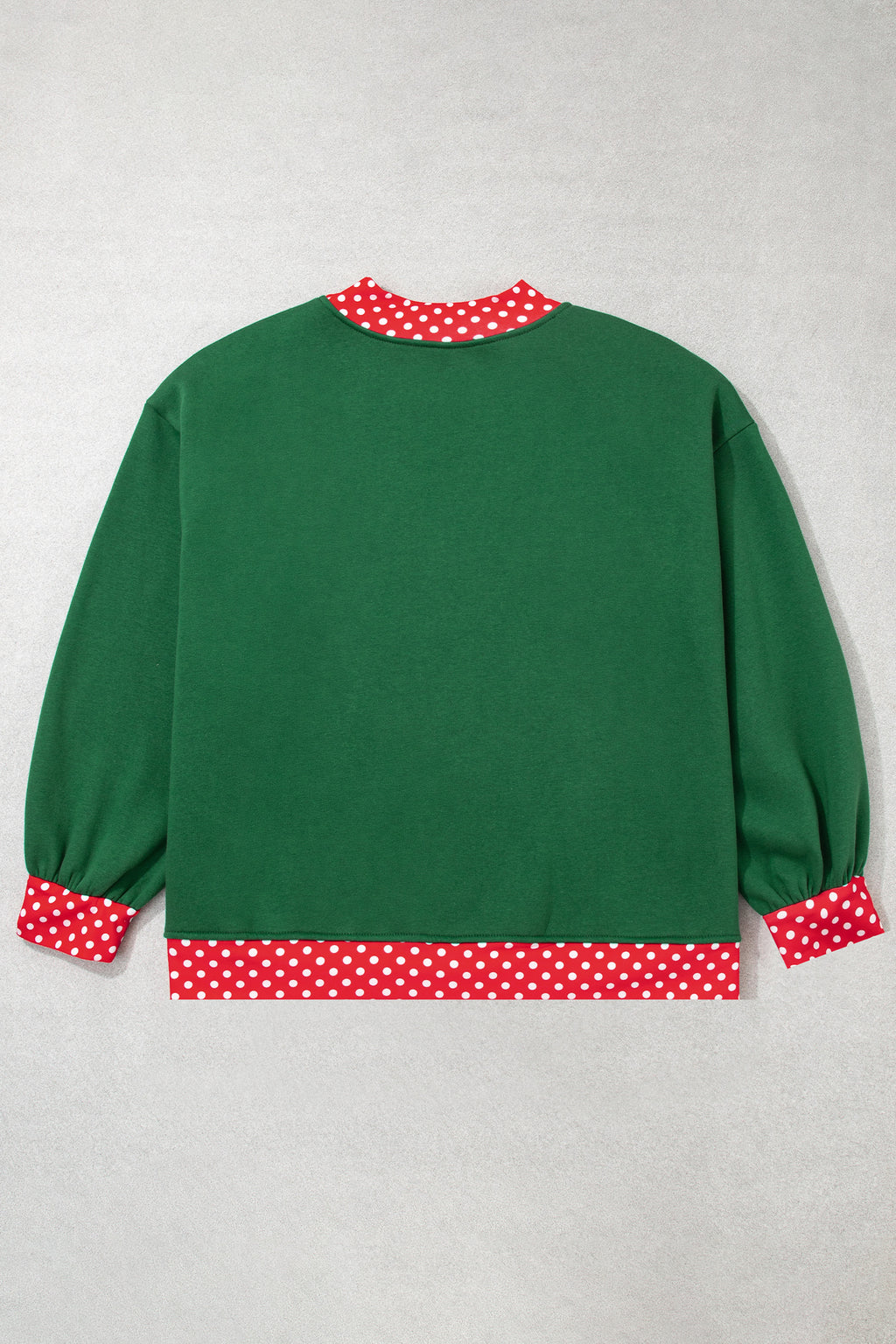 Red Polka Dot Patchwork Round Neck Plus Size Sweatshirt 🇺🇸