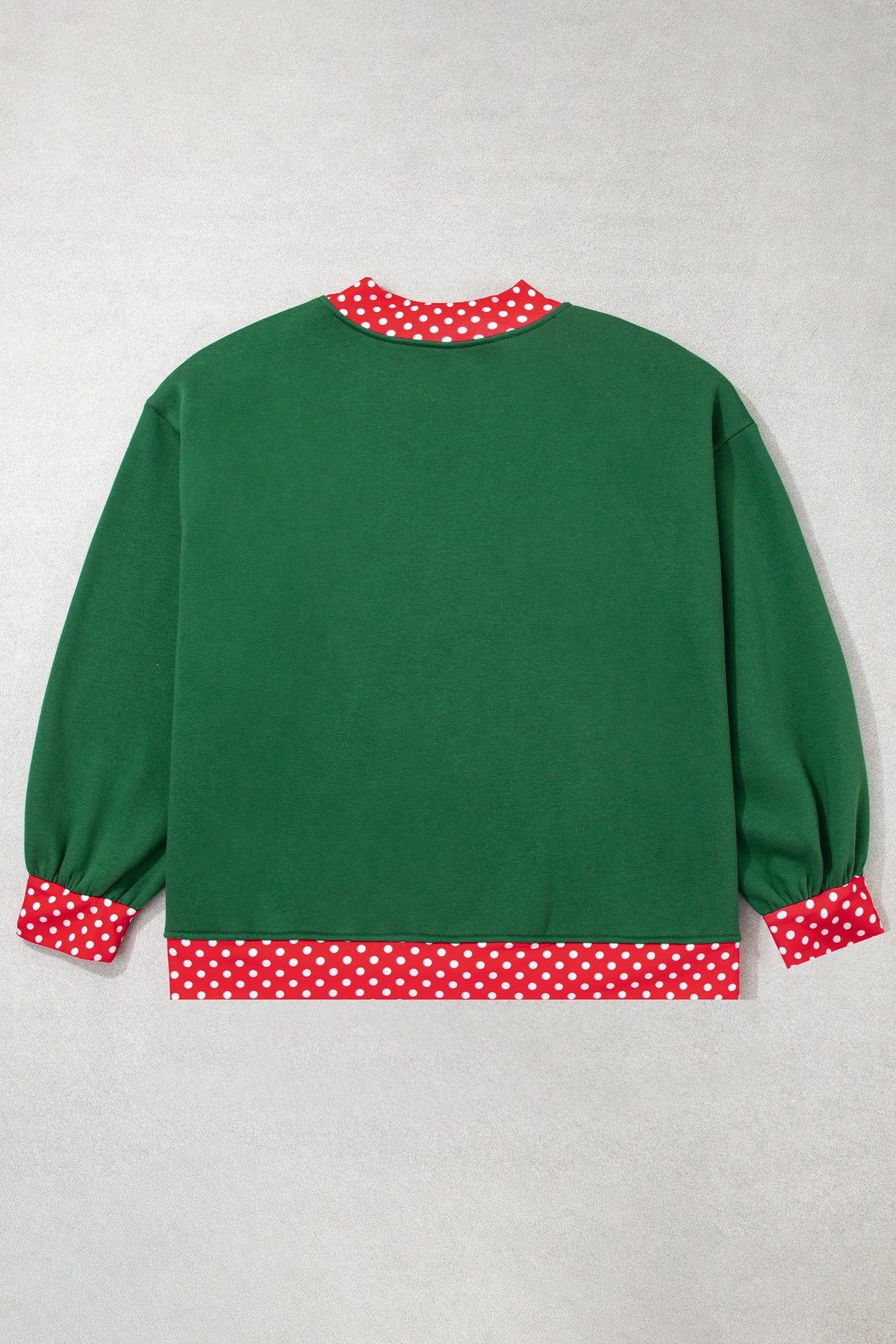 Red Polka Dot Patchwork Round Neck Plus Size Sweatshirt 🇺🇸