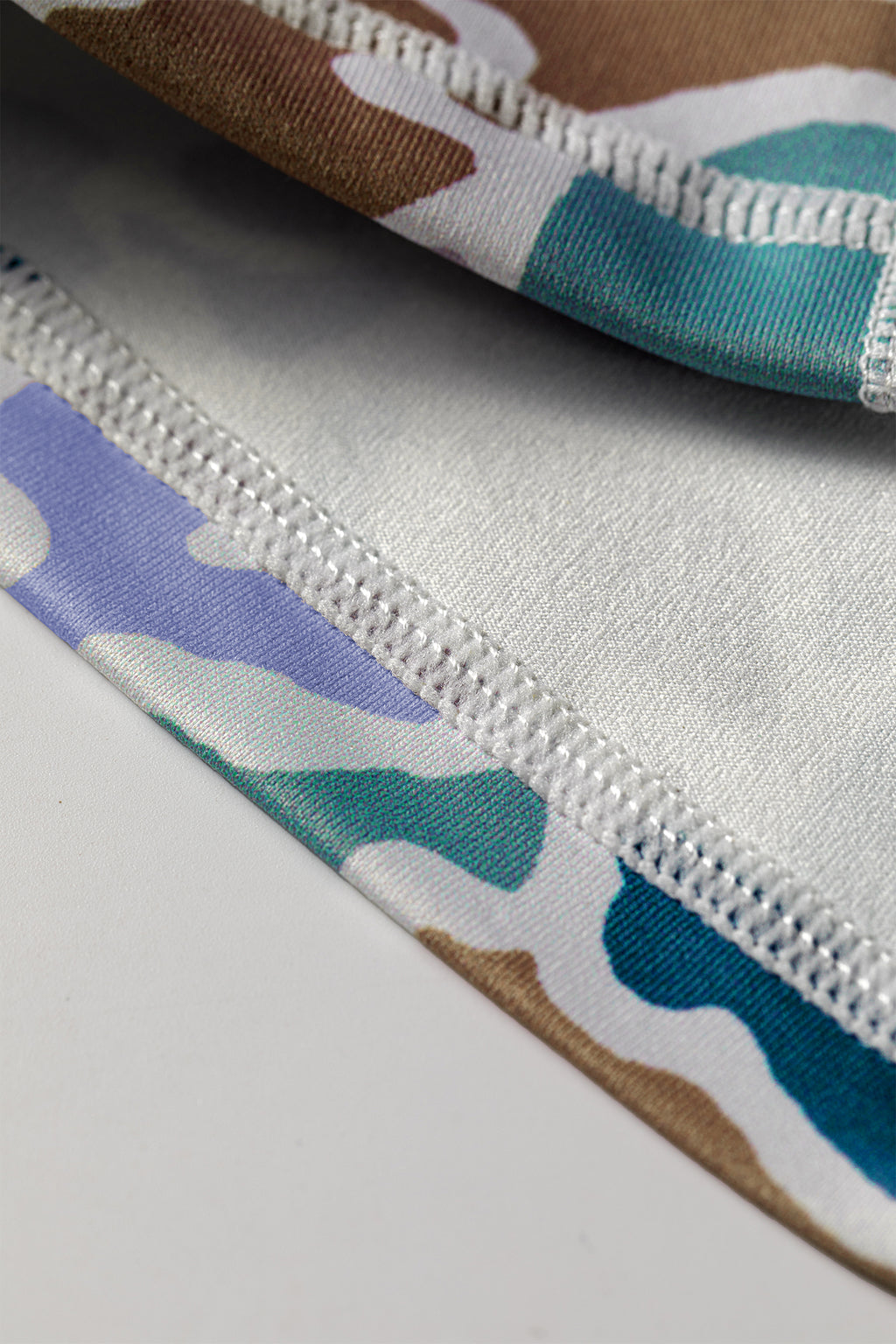 Blue Abstract Camo Printed Seam Detail Biker Shorts 🇺🇸