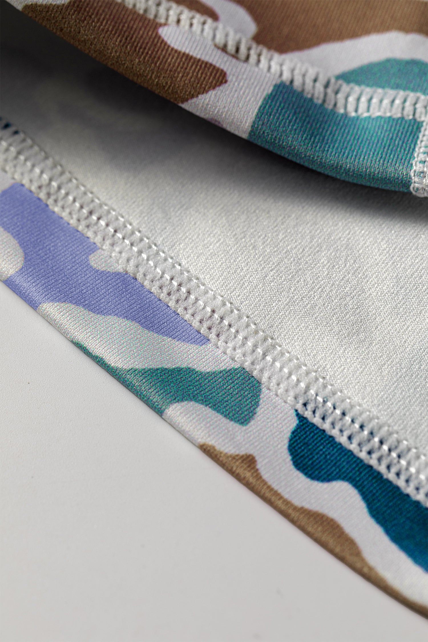 Blue Abstract Camo Printed Seam Detail Biker Shorts 🇺🇸
