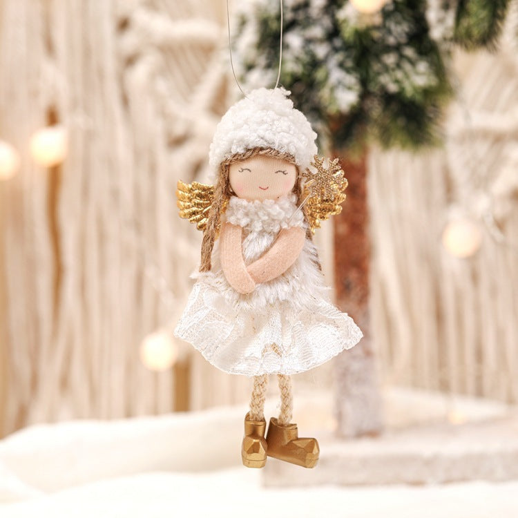 Christmas Lace Angel Doll Christmas Tree Small Pendant Lift Snowflake Girl Christmas Show Window Decorations Accessories 🇨🇳